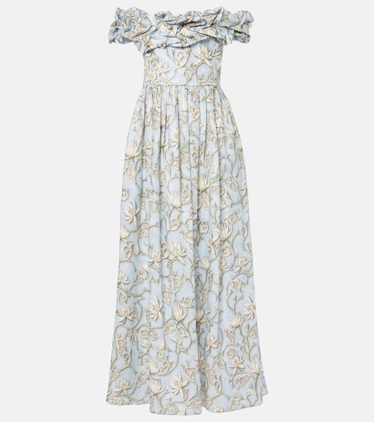 Espliego ruffled floral linen maxi dress