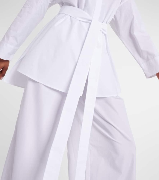 Tea belted cotton poplin blouse