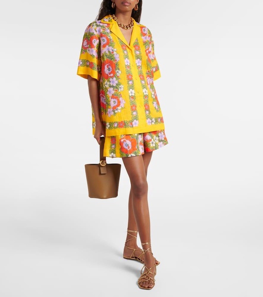 Floral linen shorts