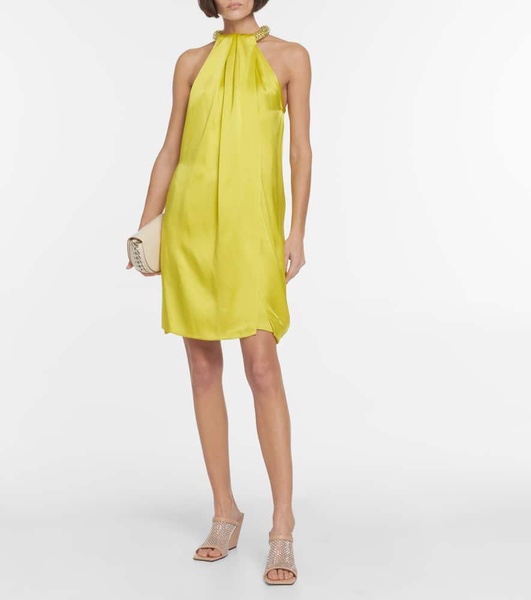 Halterneck satin minidress