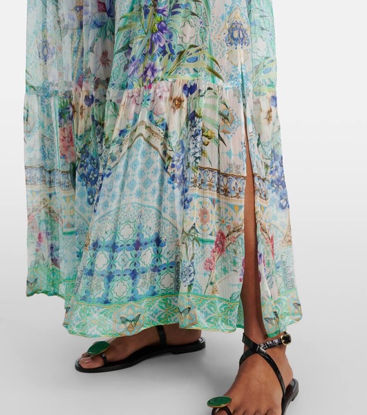 Crystal-embellished silk maxi dress