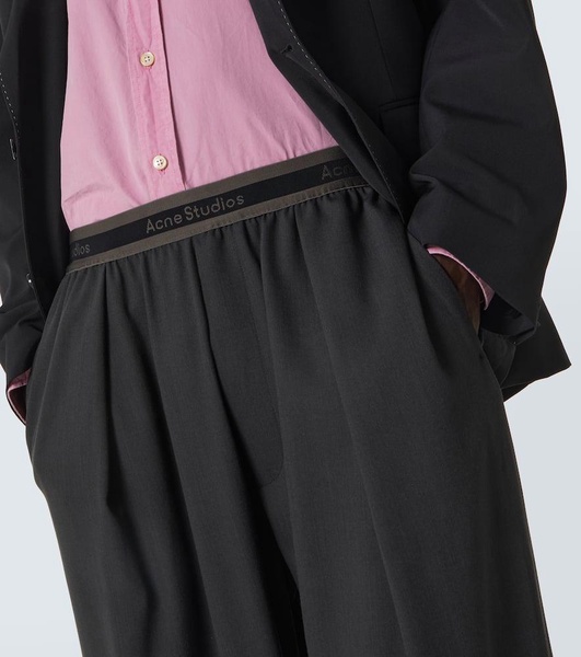 Logo embroidered wide-leg pants