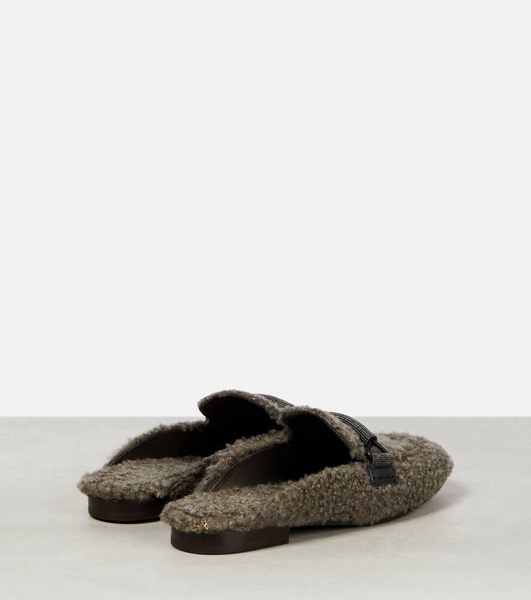 Embellished shearling slippers