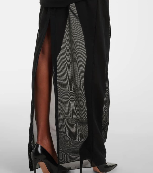Ruched sheer mesh maxi dress