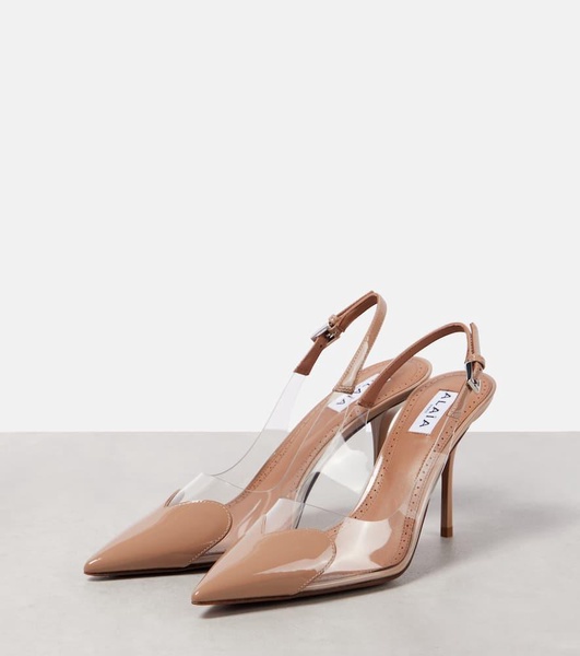 Le Cœur 90 patent leather and PU slingback pumps