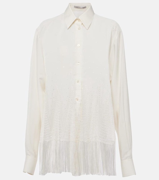 Open-knit fringed shirt
