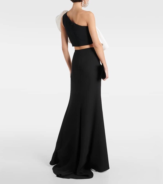 One-shoulder ruffled silk top