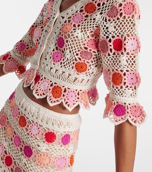 Bouquet floral cotton crochet top