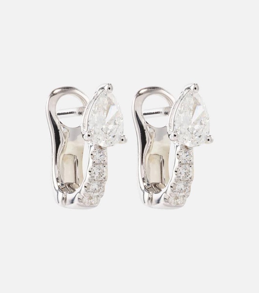 18kt white gold huggies with diamonds