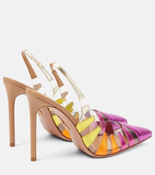 Hot Rumor leather and PVC 105 slingback pumps