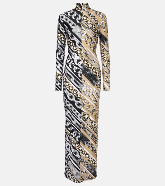 Colorblocked printed maxi dress