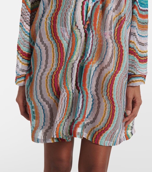 Printed lamé beach cover-up