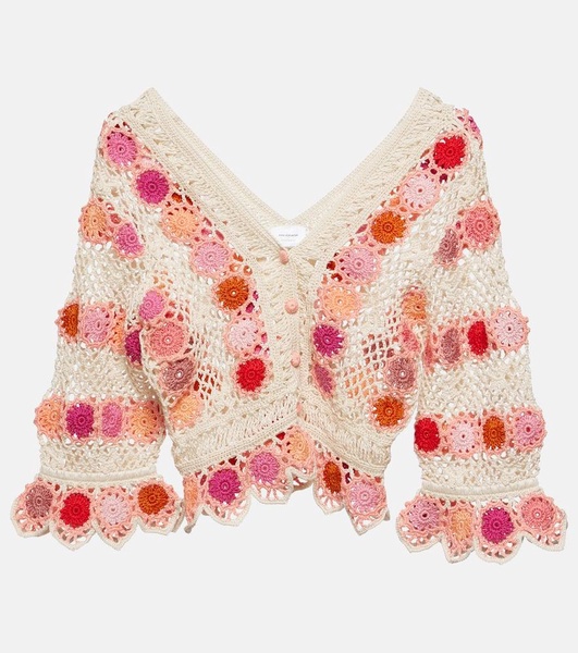 Bouquet floral cotton crochet top