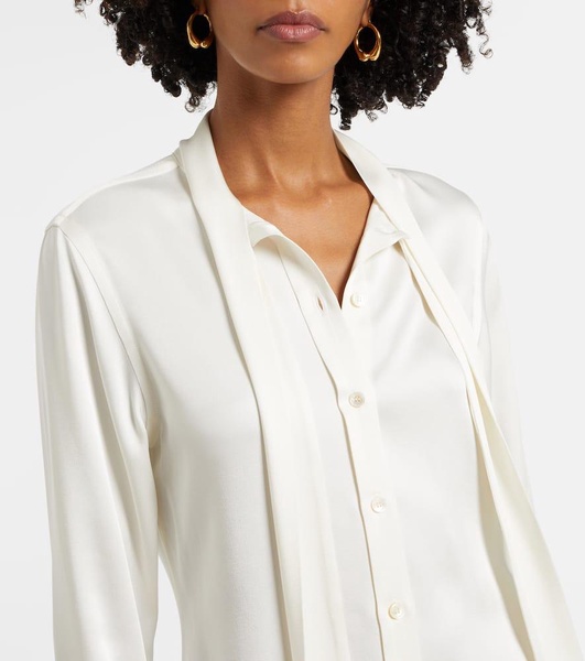 Tie-neck satin blouse