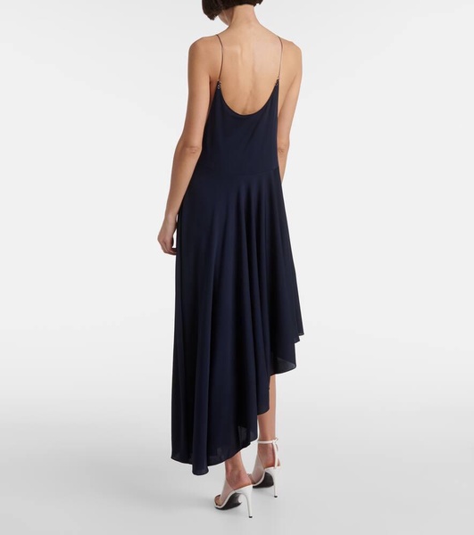 Asymmetric jersey slip dress 