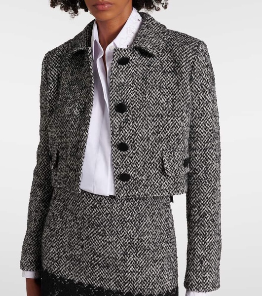 Cropped wool-blend tweed jacket