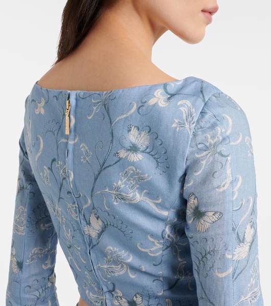Limoncillo Lymanopoda floral linen crop top