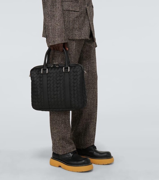 Intrecciato leather briefcase