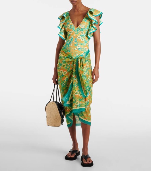 Jeff printed cotton beach cover-up