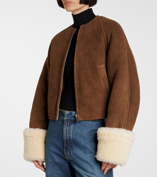 Shearling-trimmed suede jacket