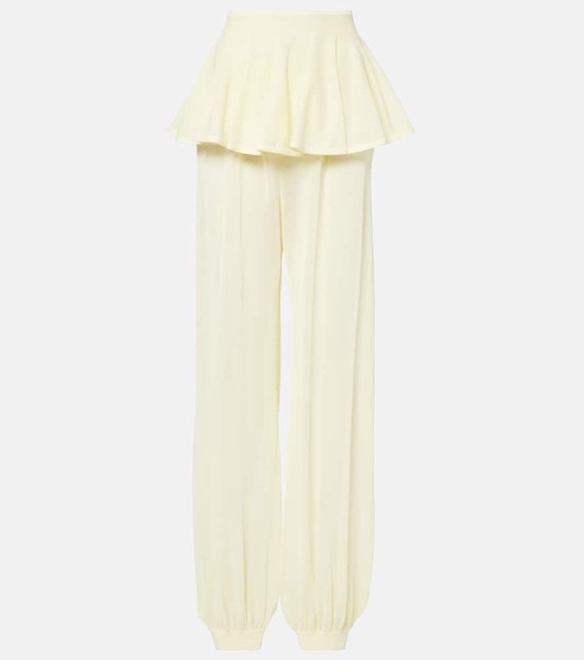 Mid-rise semi-sheer wide-leg pants