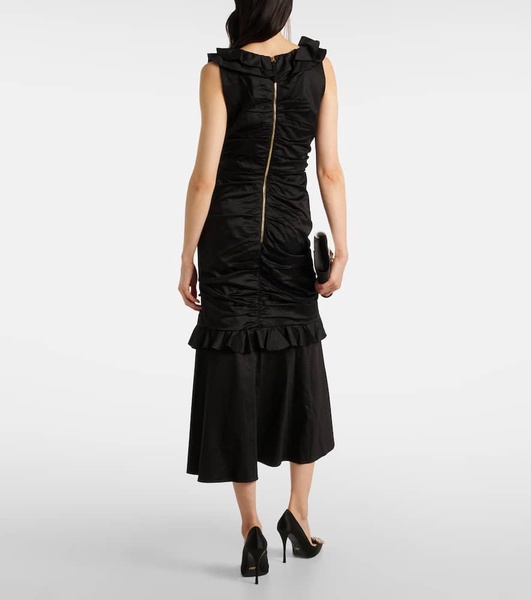 Ruffled cotton-blend midi dress