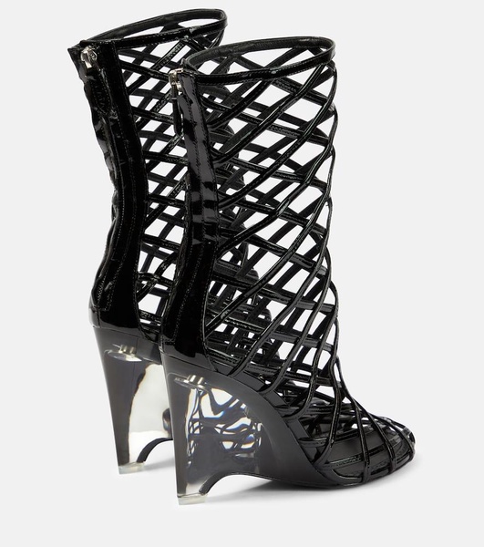 Leather wedge ankle boots