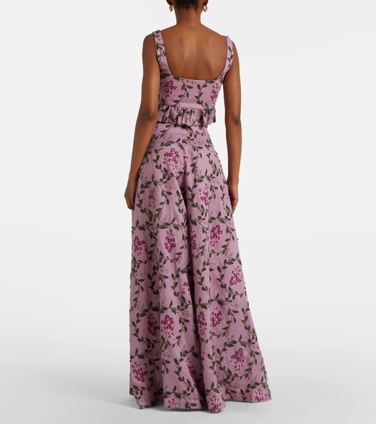 Eslabon floral embroidered linen top
