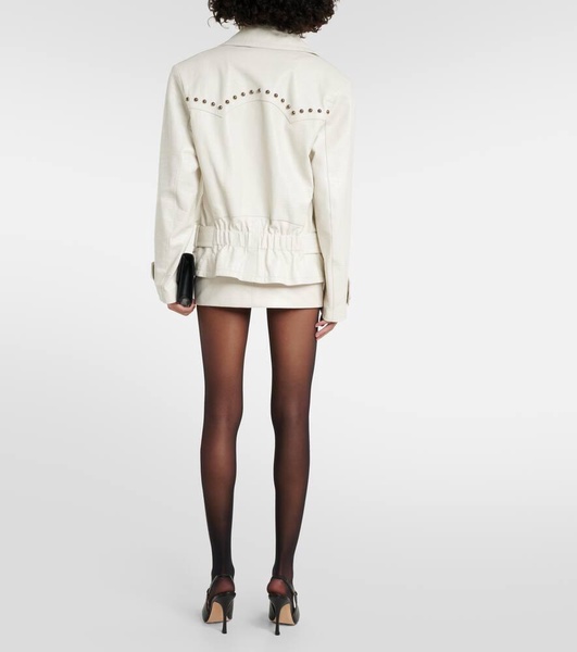 Croc-effect leather jacket