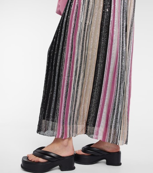 Striped sequin-embellished maxi dress