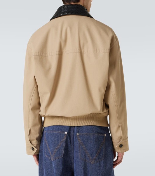 Intrecciato leather-trimmed twill blouson