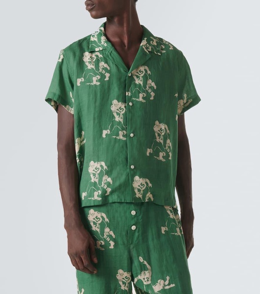Football Silhouette linen shirt