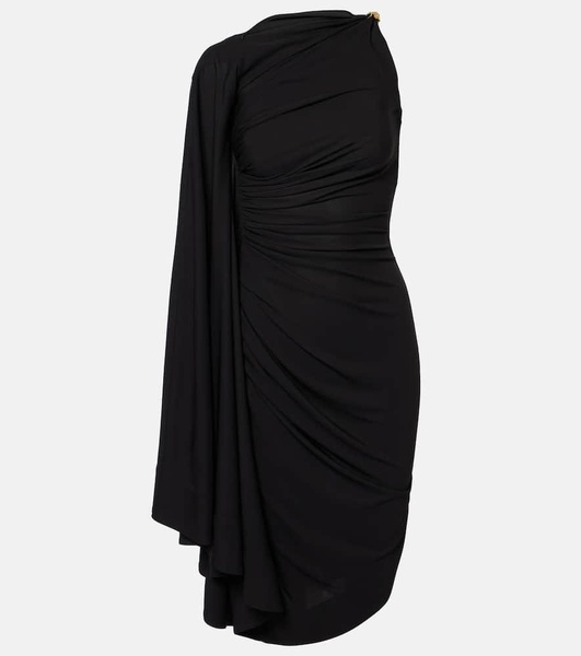Embellished draped jersey midi dress