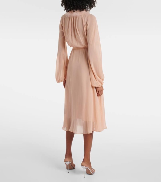 Georg feather-trimmed midi dress