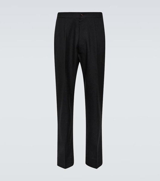 Four stitches wool straight pants