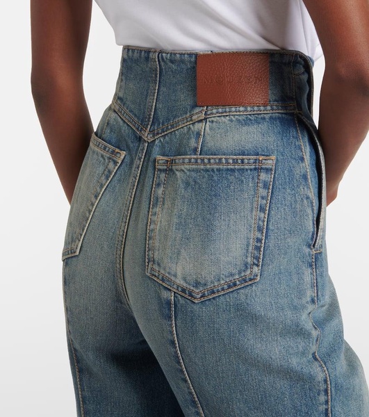 Faded high-rise bootcut jeans