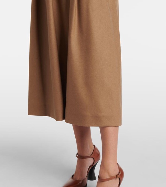 Caterina pleated wool midi skirt