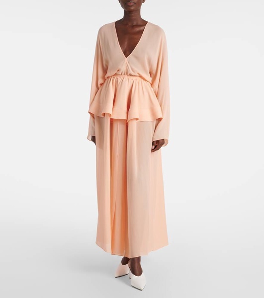 Peplum georgette maxi dress