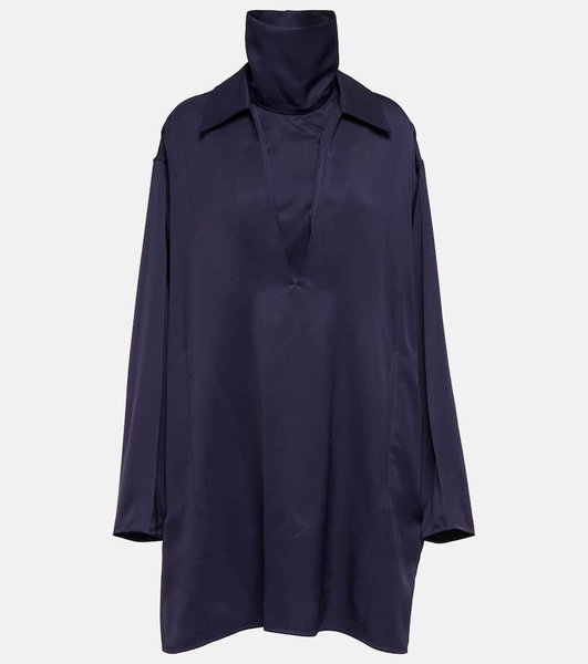 High-neck satin minidress