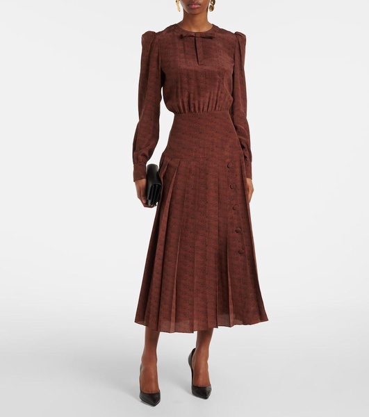 Leopard-print silk midi dress