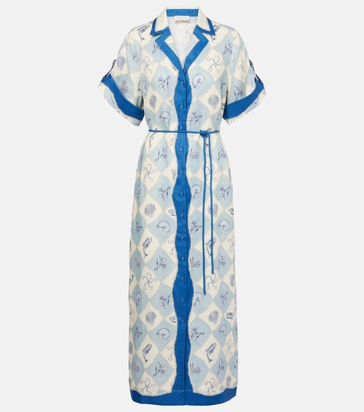 Pia printed linen shirt dress