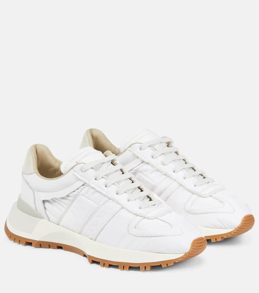 Leather-trimmed sneakers