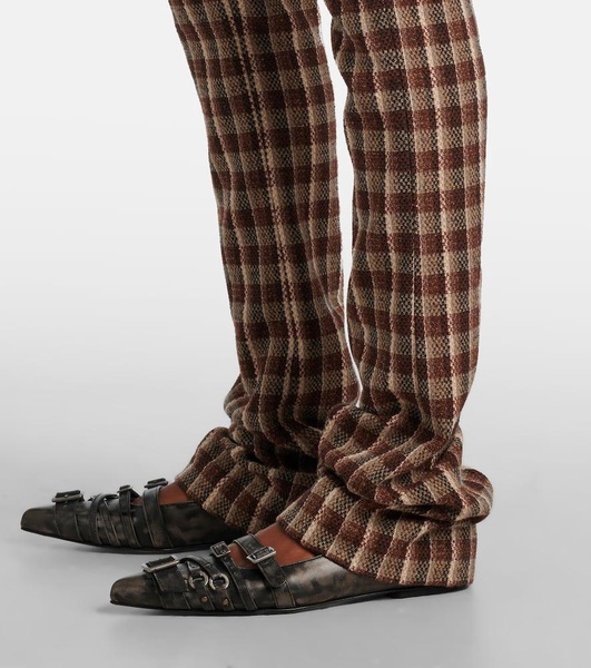 Checked wool and cotton-blend flared pants