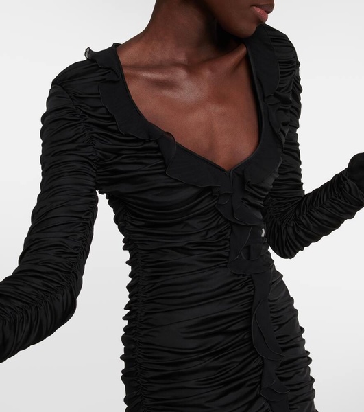 Deep V-neck ruched minidress