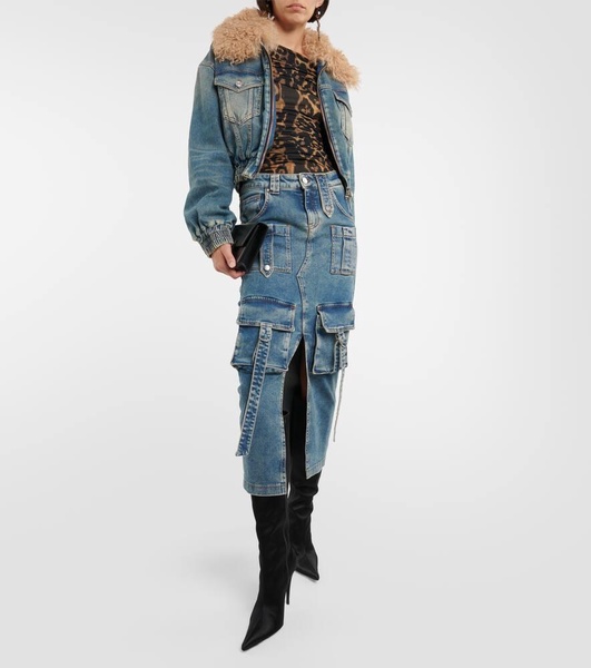 Denim midi skirt