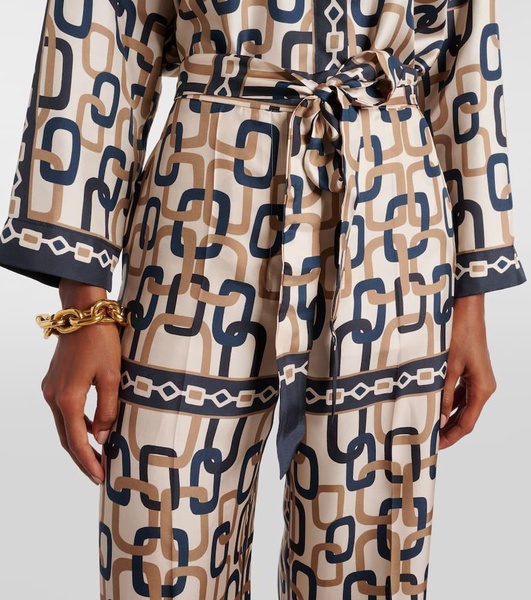 Brina printed silk twill wide-leg pants
