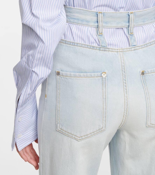 Cutout high-rise wide-leg jeans