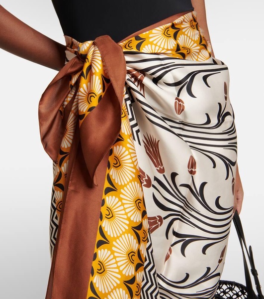 Printed silk beach cover-up