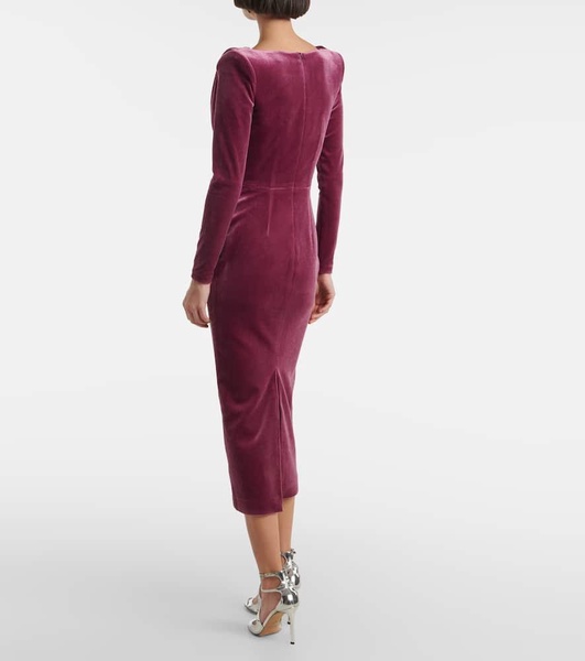 Draped velvet midi dress