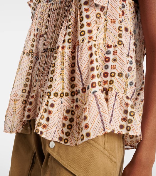 Madrana printed ruffled cotton blouse